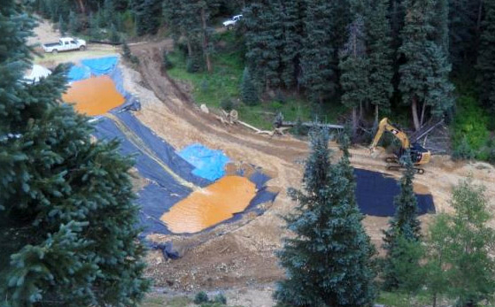 U.S. E.P.A. aerial image of a polluted river following the Gold King Mine spill.