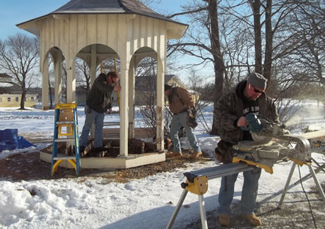 At work on gazebo restorations