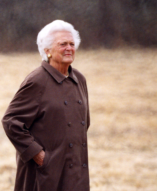 First Lady Barbara Bush walks at the Wells Reserve on Earth Day, April 22, 2004. Photo by Scott Richardson.