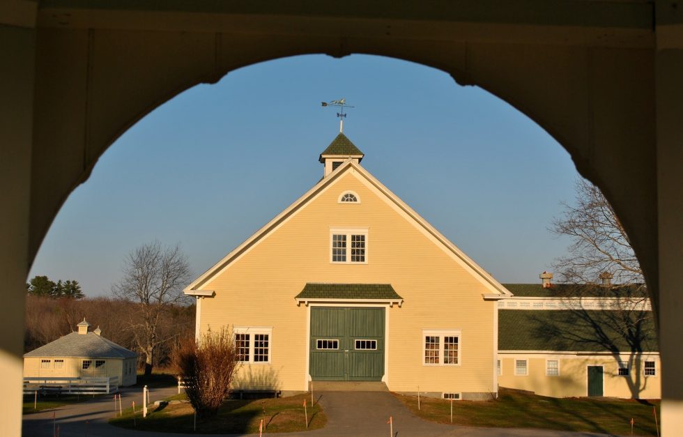 Barn through gazebo