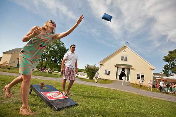 Custom cornhole board. Geary's and the Laudholm barn.