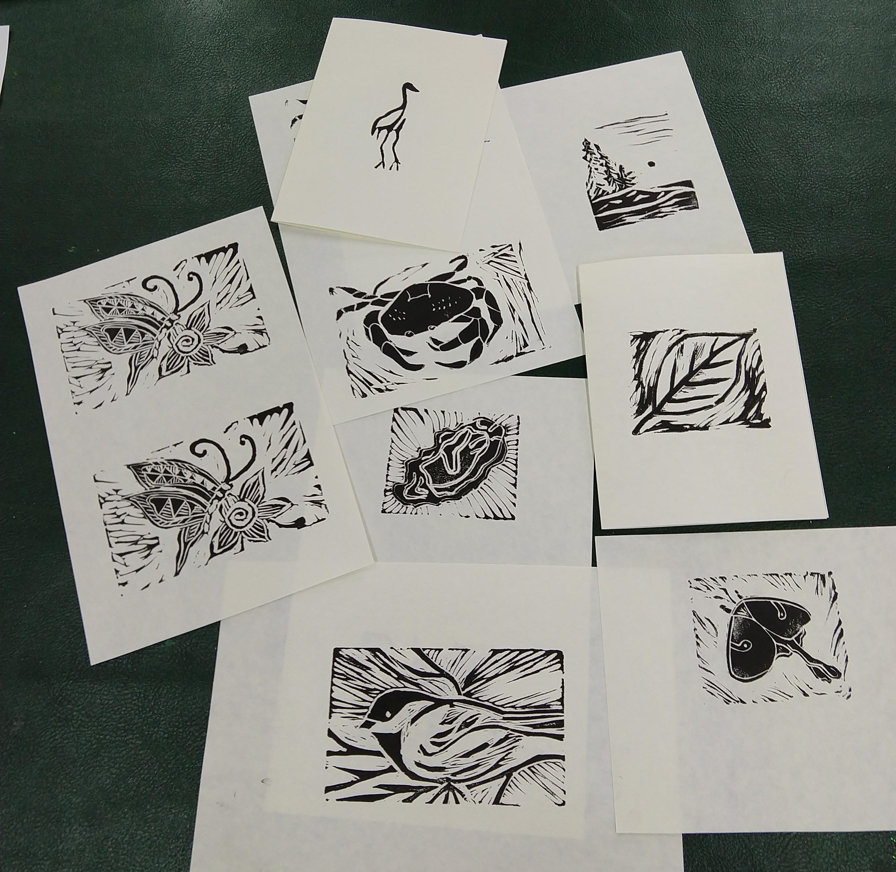 A set of block prints with various nature subjects. A set of block prints with various nature subjects.