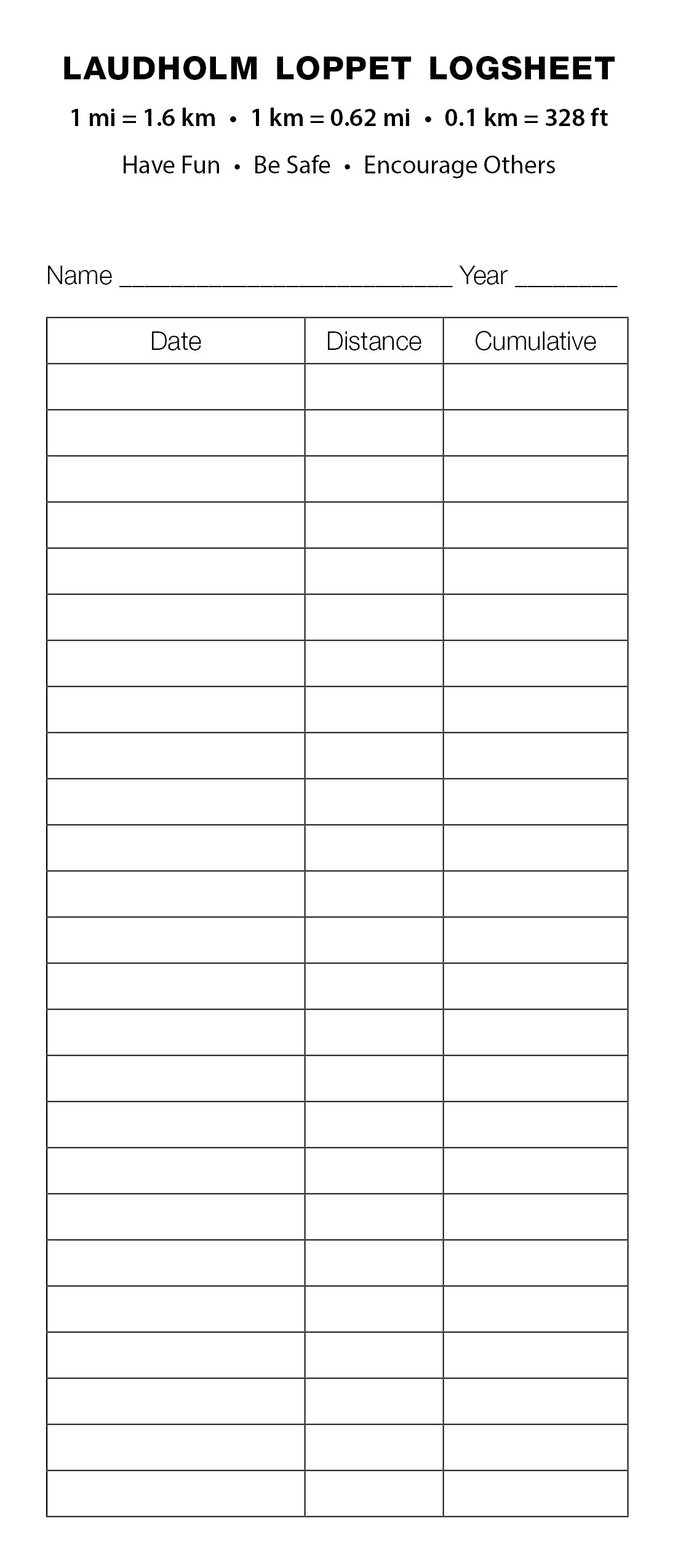 Laudholm Loppet Logsheet Laudholm Loppet Logsheet
