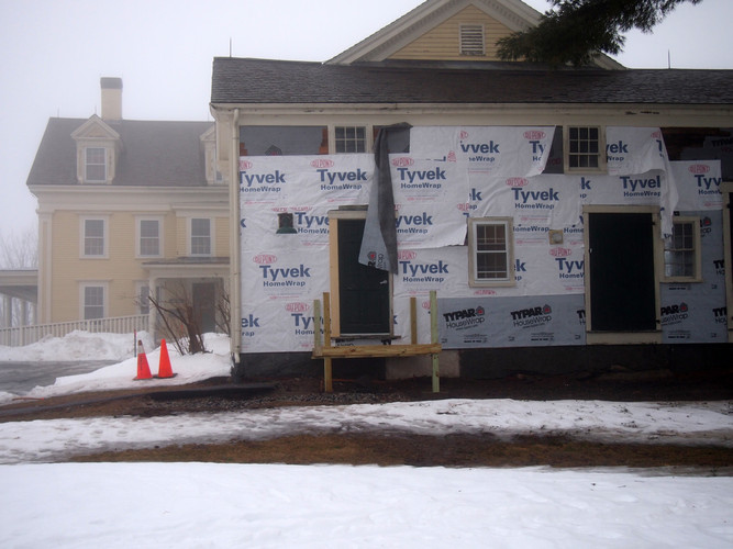 Progress on farmhouse wall as of January 6