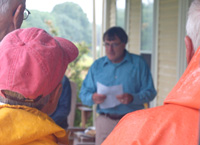 Paul Dest reads his remarks at the Changing Landscapes dedication ceremony