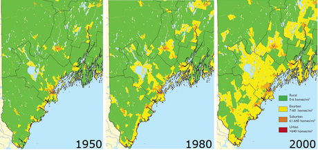 Increase in housing density in southern Maine